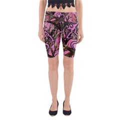 Pink Browning Deer Glitter Camo Yoga Cropped Leggings by Perong