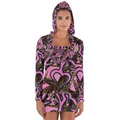 Pink Browning Deer Glitter Camo Long Sleeve Hooded T-shirt by Perong