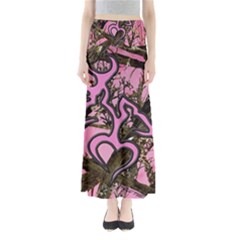 Pink Browning Deer Glitter Camo Full Length Maxi Skirt by Perong