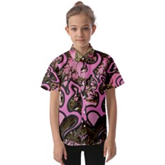 Pink Browning Deer Glitter Camo Kids  Short Sleeve Shirt by Perong