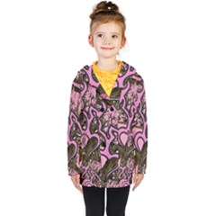 Pink Browning Deer Glitter Camo Kids  Double Breasted Button Coat by Perong