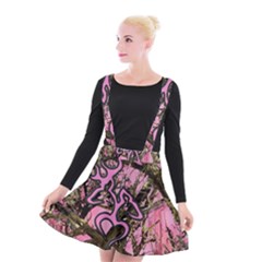 Pink Browning Deer Glitter Camo Suspender Skater Skirt by Perong