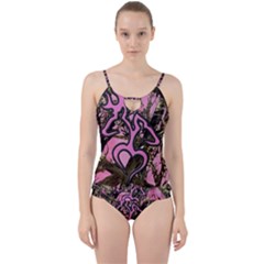 Pink Browning Deer Glitter Camo Cut Out Top Tankini Set by Perong