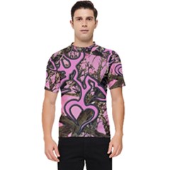 Pink Browning Deer Glitter Camo Men s Short Sleeve Rash Guard by Perong