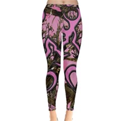 Pink Browning Deer Glitter Camo Inside Out Leggings by Perong