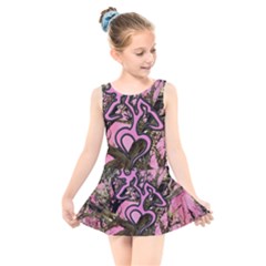 Pink Browning Deer Glitter Camo Kids  Skater Dress Swimsuit by Perong