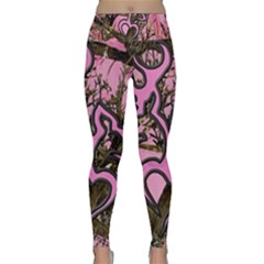 Pink Browning Deer Glitter Camo Lightweight Velour Classic Yoga Leggings by Perong