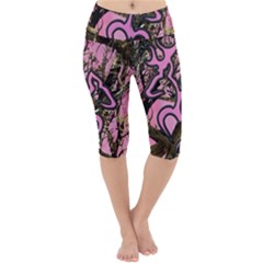 Pink Browning Deer Glitter Camo Lightweight Velour Cropped Yoga Leggings by Perong