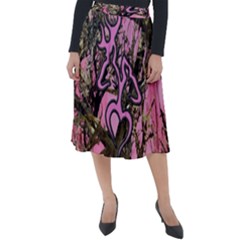 Pink Browning Deer Glitter Camo Classic Velour Midi Skirt  by Perong