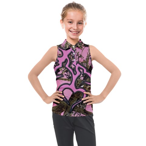 Pink Browning Deer Glitter Camo Kids  Sleeveless Polo T-shirt by Perong