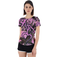 Pink Browning Deer Glitter Camo Back Cut Out Sport T-shirt by Perong