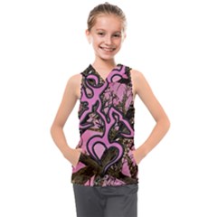 Pink Browning Deer Glitter Camo Kids  Sleeveless Hoodie by Perong