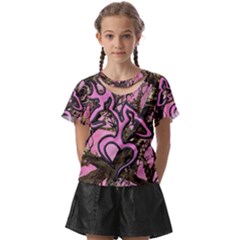 Pink Browning Deer Glitter Camo Kids  Front Cut T-shirt by Perong