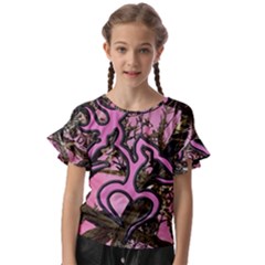 Pink Browning Deer Glitter Camo Kids  Cut Out Flutter Sleeves by Perong