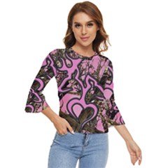 Pink Browning Deer Glitter Camo Bell Sleeve Top