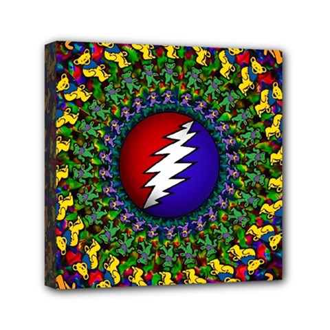 Grateful Dead Bear Pattern Mini Canvas 6  X 6  (stretched)