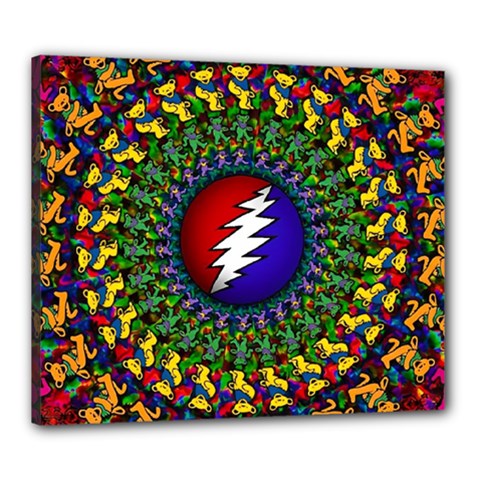 Grateful Dead Bear Pattern Canvas 24  X 20  (stretched)