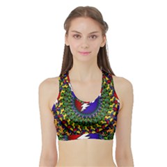 Grateful Dead Bear Pattern Sports Bra With Border by Maspions