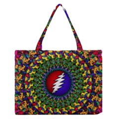 Grateful Dead Bear Pattern Zipper Medium Tote Bag