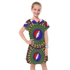 Grateful Dead Bear Pattern Kids  Drop Waist Dress