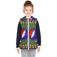 Grateful Dead Bear Pattern Kids  Hooded Puffer Vest