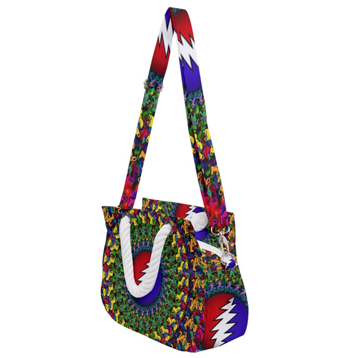 Grateful Dead Bear Pattern Rope Handles Shoulder Strap Bag