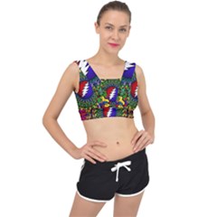 Grateful Dead Bear Pattern V-back Sports Bra