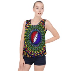 Grateful Dead Bear Pattern Bubble Hem Chiffon Tank Top