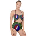 Grateful Dead Bear Pattern Scallop Top Cut Out Swimsuit View1