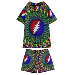 Grateful Dead Bear Pattern Kids  Swim T-shirt And Shorts Set