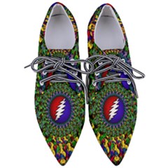 Grateful Dead Bear Pattern Pointed Oxford Shoes by Maspions