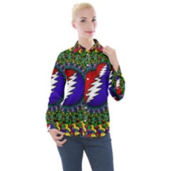 Grateful Dead Bear Pattern Women s Long Sleeve Pocket Shirt