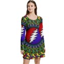 Grateful Dead Bear Pattern Long Sleeve Velour Skater Dress View3