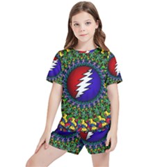 Grateful Dead Bear Pattern Kids  T-shirt And Sports Shorts Set by Maspions