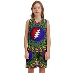 Grateful Dead Bear Pattern Kids  Basketball Mesh Set by Maspions