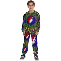 Grateful Dead Bear Pattern Kids  Sweatshirt Set