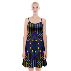 Line Square Pattern Violet Blue Yellow Design Spaghetti Strap Velvet Dress