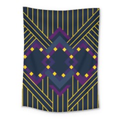 Line Square Pattern Violet Blue Yellow Design Medium Tapestry