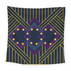 Line Square Pattern Violet Blue Yellow Design Square Tapestry (large)