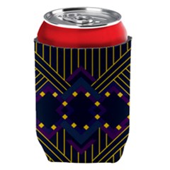 Line Square Pattern Violet Blue Yellow Design Can Holder by Ravend