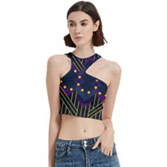 Line Square Pattern Violet Blue Yellow Design Cut Out Top