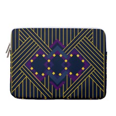 Line Square Pattern Violet Blue Yellow Design 14  Vertical Laptop Sleeve Case With Pocket by Ravend