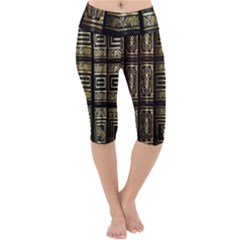 Detail Golden Gold Ornaments Lightweight Velour Cropped Yoga Leggings by Ravend