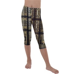 Detail Golden Gold Ornaments Kids  Lightweight Velour Capri Leggings  by Ravend