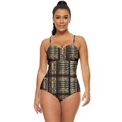 Detail Golden Gold Ornaments Retro Full Coverage Swimsuit by Ravend