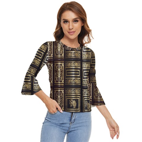 Detail Golden Gold Ornaments Bell Sleeve Top by Ravend