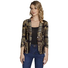 Detail Golden Gold Ornaments Women s One-button 3/4 Sleeve Short Jacket