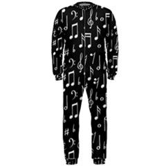 Chalk Music Notes Signs Seamless Pattern Onepiece Jumpsuit (men)