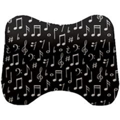 Chalk Music Notes Signs Seamless Pattern Head Support Cushion by Ravend