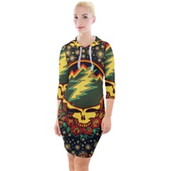 Grateful Dead Scarlet Fire Quarter Sleeve Hood Bodycon Dress by Perong